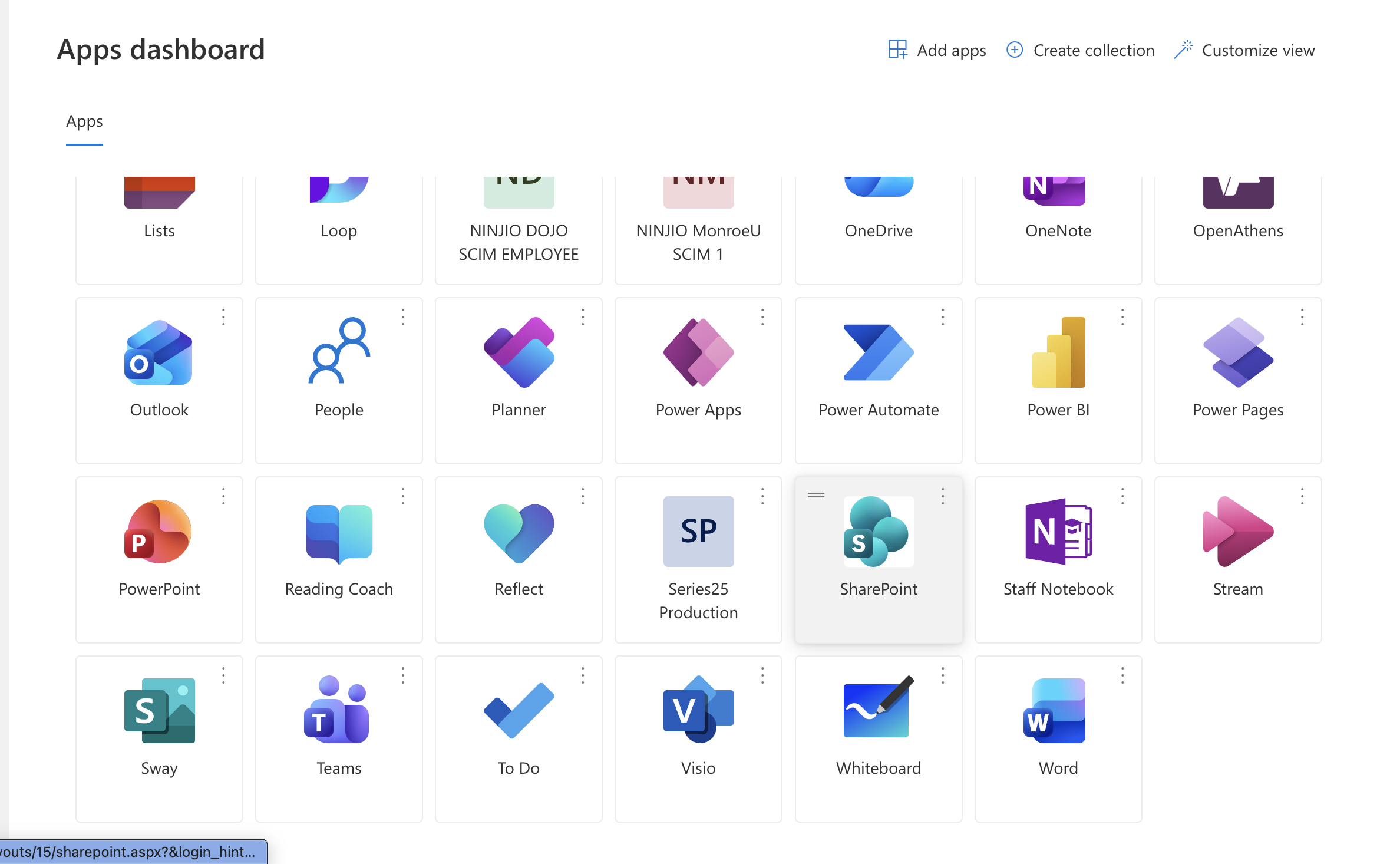 Screenshot of the ARAP Office SharePoint site homepage