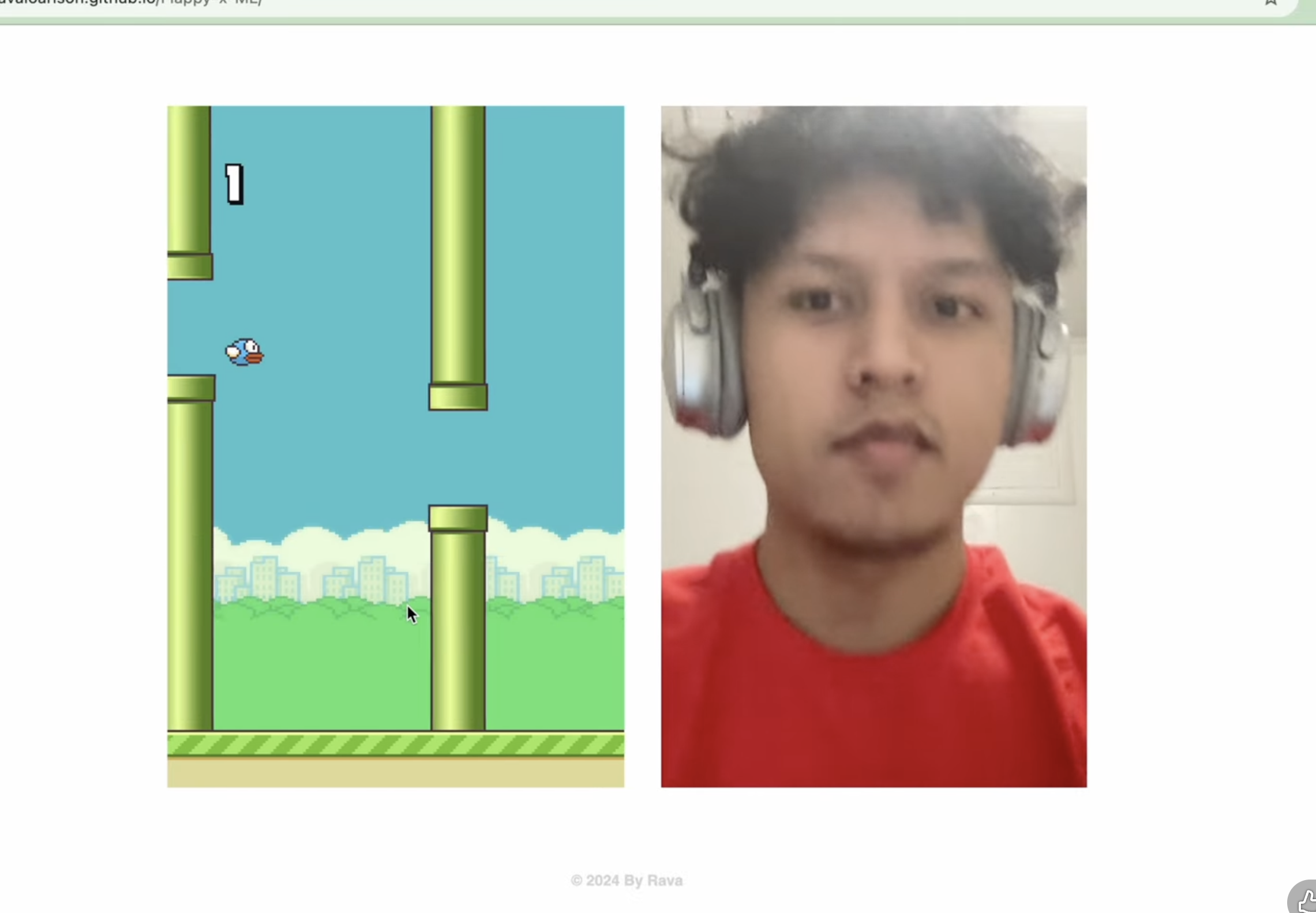 Screenshot of the Flappy x ML game controlled by face detection