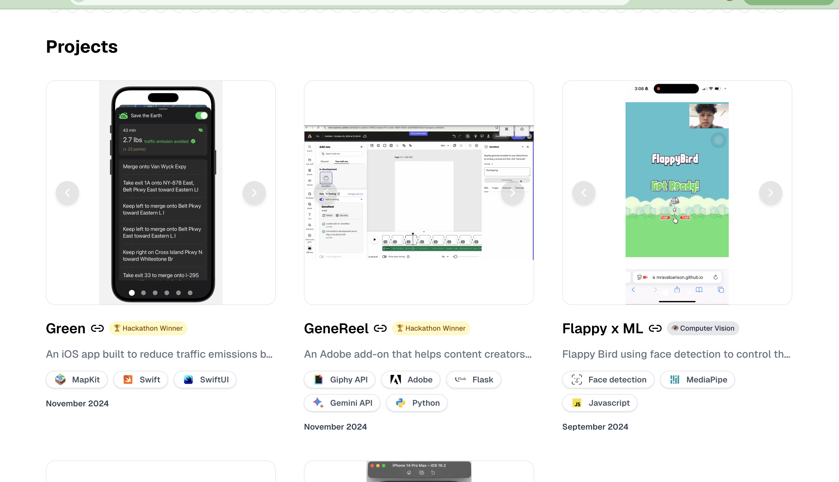 Screenshot of the Portfolio 1.0 website homepage built with Next.js